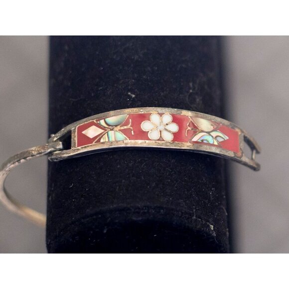 Vintage Gothic Silver Tone Bangle Bracelet 7.5 Inches G6 - Picture 1 of 5